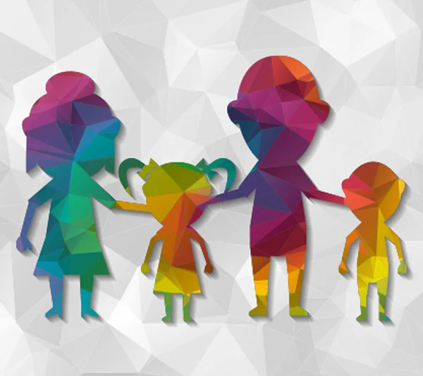 Dolls family together low poly — Stock Vector