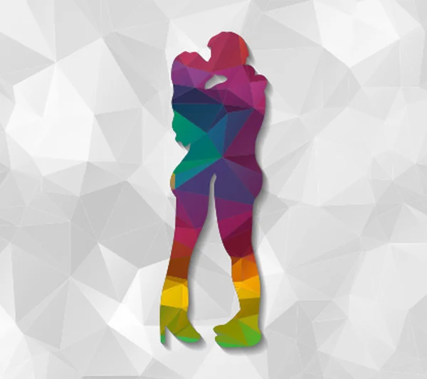 Kissing couple low poly — Stock Vector