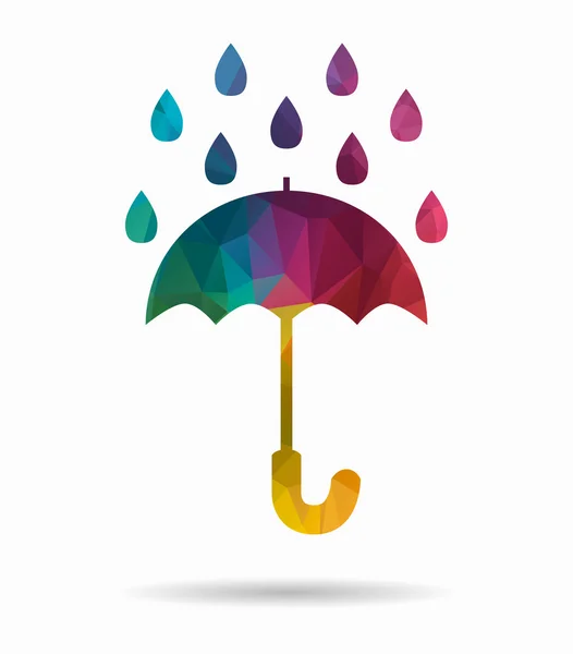 Umbrella rain poly icon — Stock Vector