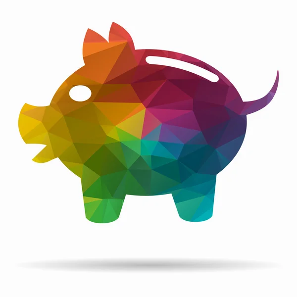 Piggy bank poly pictogram — Stockvector