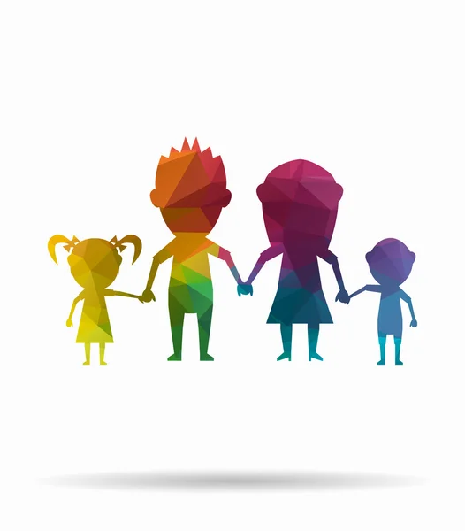 Poly ikona lalki szczęśliwą rodzinę — Wektor stockowy