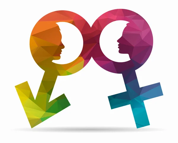 Poly ikona profilu muž a žena — Stockový vektor