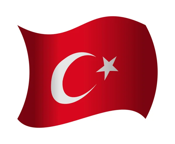 Drapeau de la Turquie agitant le vent — Image vectorielle