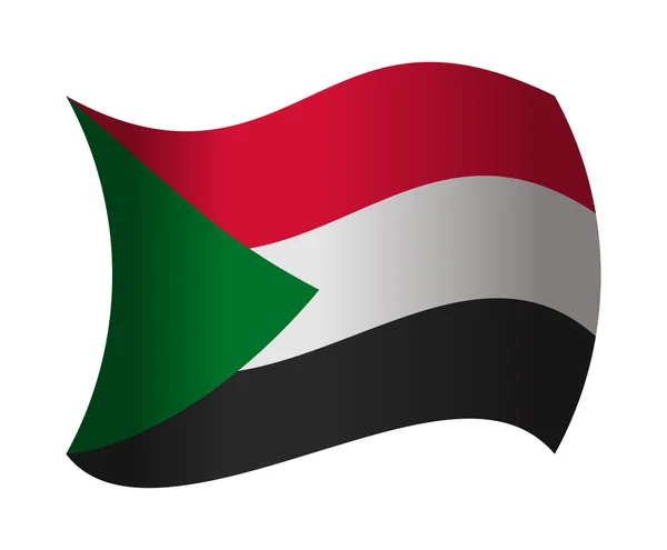 Soedanese vlag wapperend in de wind — Stockvector