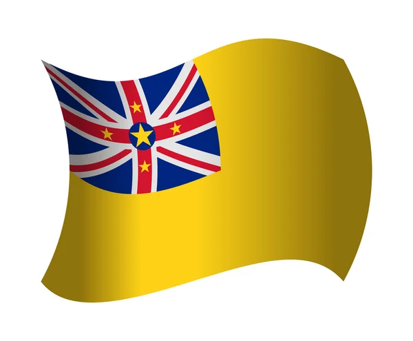 Bandera niue ondeando en el viento — Vector de stock