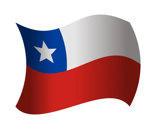 Şili bayrağı rüzgarda dalgalanıyor — Stok Vektör