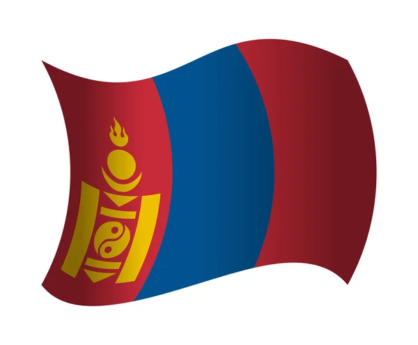 Mongoliet flagga vajande i vinden — Stock vektor