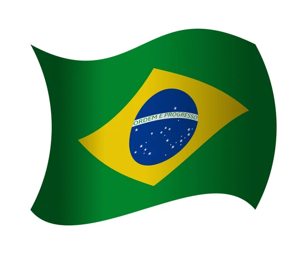 Brazilië vlag wapperend in de wind — Stockvector