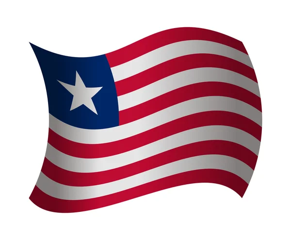 Rüzgarda sallayarak Liberya bayrağı — Stok Vektör