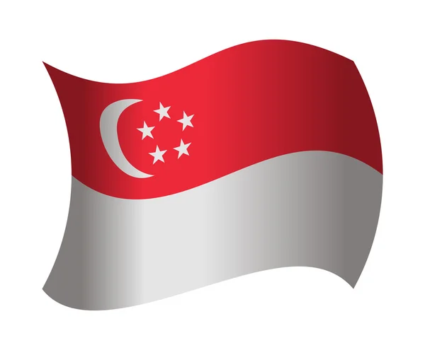 Singapur-Flagge weht im Wind — Stockvektor