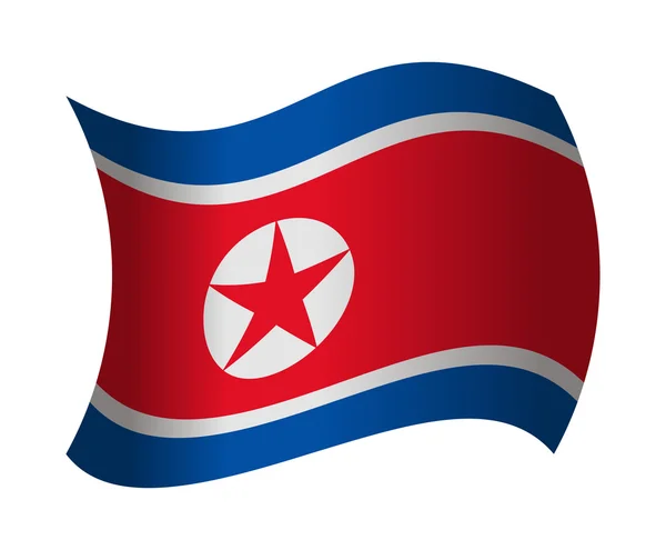 North korea flag waving in the wind — Stock Vector