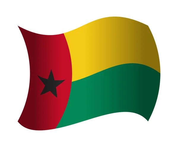 風になびかせてギニア ギニアビサウの国旗 — ストックベクタ