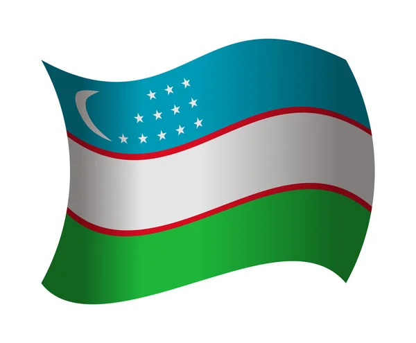 Флаг Узбекистана развевается на ветру — стоковый вектор