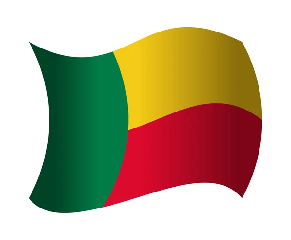 Benins flagga vajande i vinden — Stock vektor