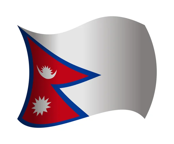 Bandera de Nepal ondeando en el viento — Vector de stock