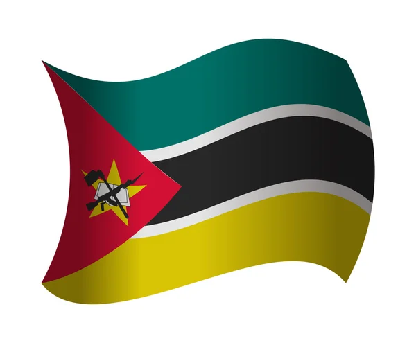 Mozambique flag waving in the wind — Stock Vector