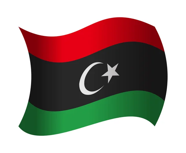 Libysche Flagge weht im Wind — Stockvektor