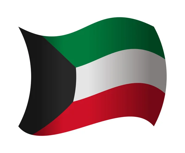 Bandera de Kuwait ondeando en el viento — Vector de stock