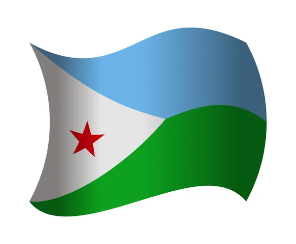 Флаг Джибути развевается на ветру — стоковый вектор