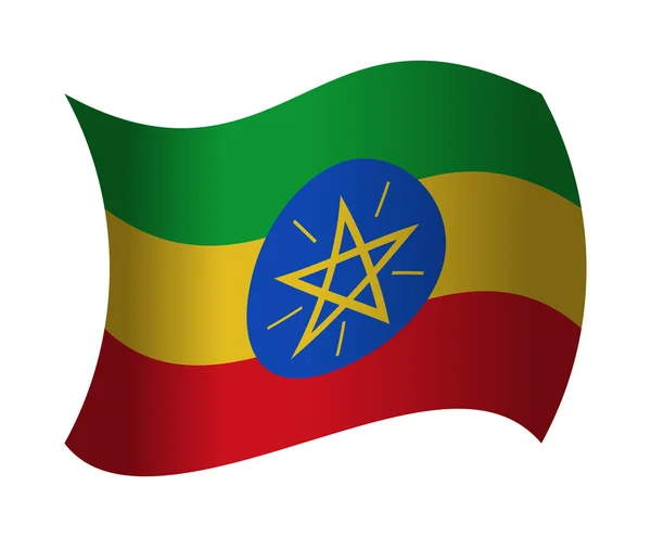 Drapeau éthiopien agitant le vent — Image vectorielle