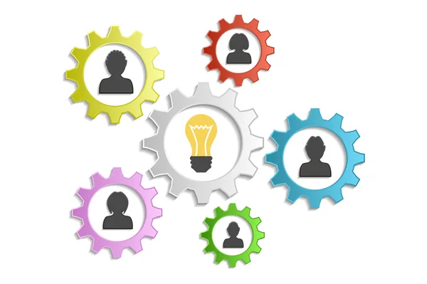 Achtergrond cirkel versnellingen, mensen en ideeën — Stockvector