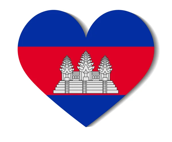 Drapeau du coeur cambodia — Image vectorielle