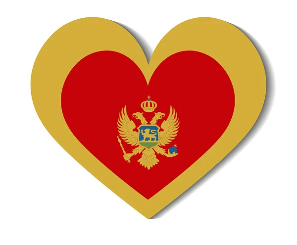 Kalp bayrak Karadağ — Stok Vektör
