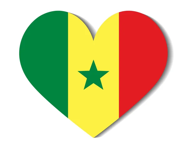 Heart flag senegal — Stock Vector