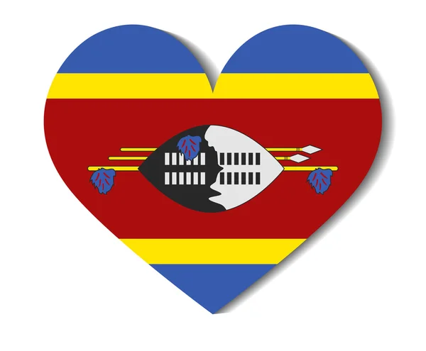 Kalp bayrak Svaziland — Stok Vektör
