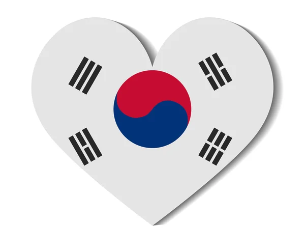 Serce flaga Korei Południowej — Wektor stockowy