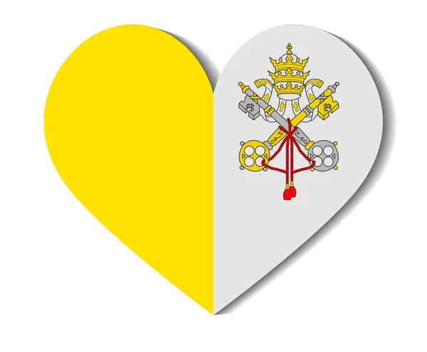 Cuore bandiera città vaticana — Vettoriale Stock