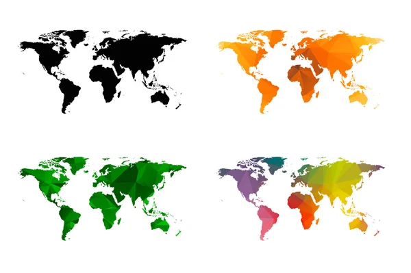 Quattro mappe del mondo — Vettoriale Stock