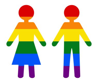 İkon erkek ve kadın LGBT bayrağı. gay, lezbiyen, biseksüel ve transseksüel ikon vektörü