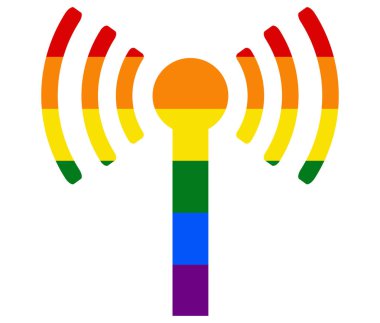 Wi-Fi LGBT bayrağı. gay, lezbiyen, biseksüel ve transseksüel ikon vektörü