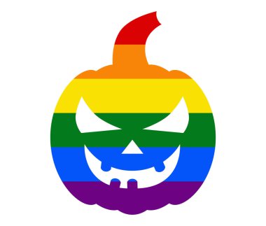 Balkabağı Cadılar Bayramı LGBT bayrağı. gay, lezbiyen, biseksüel ve transseksüel ikon vektörü