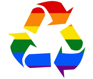 LGBT bayrağı geri dönüşümü. gay, lezbiyen, biseksüel ve transseksüel ikon vektörü