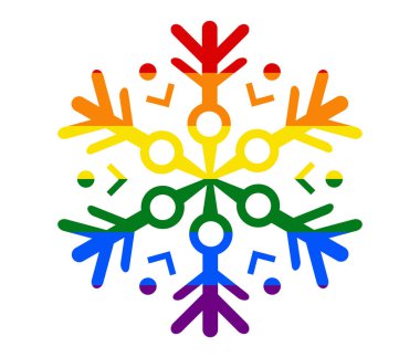 Kar tanesi soyut LGBT bayrağı. gay, lezbiyen, biseksüel ve transseksüel ikon vektörü