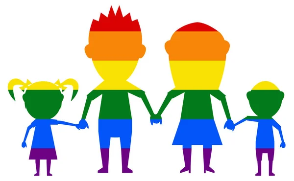Muñecas Familia Feliz Bandera Lgbt Gay Lesbiana Bisexual Transexual Icono — Vector de stock