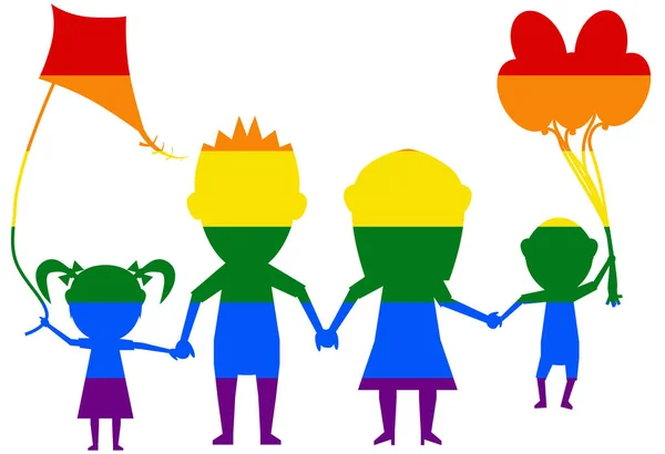 Famille Jouant Poupées Drapeau Lgbt Gay Lesbienne Bisexuel Transgenre Icône — Image vectorielle