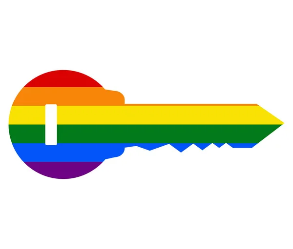Drapeau Lgbt Maison Clé Gay Lesbienne Bisexuel Transgenre Icône Vecteur — Image vectorielle
