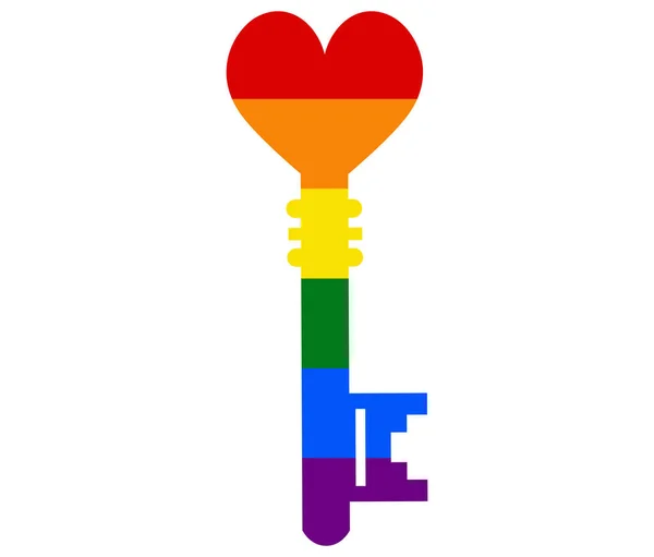 Clé Pour Aimer Drapeau Lgbt Gay Lesbienne Bisexuel Transgenre Icône — Image vectorielle