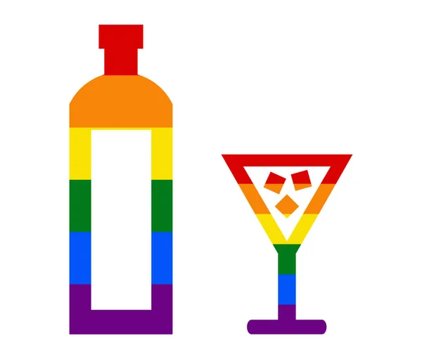 Bouteille Verre Drapeau Lgbt Gay Lesbienne Bisexuel Transgenre Icône Vecteur — Image vectorielle