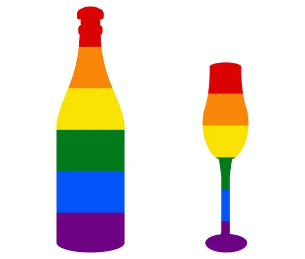 Bottiglia Tazza Bandiera Lgbt Gay Lesbica Bisessuale Transgender Icona Vettore — Vettoriale Stock