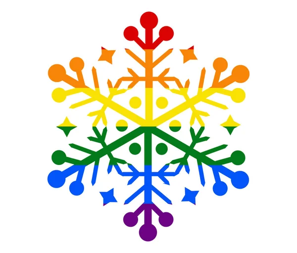Різдвяний Сніжинка Лгбт Прапор Геї Лесбійки Бісексуали Трансгендерні Значки Вектор — стоковий вектор