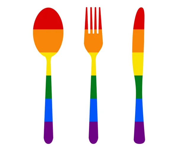 Couverts Drapeau Lgbt Gay Lesbienne Bisexuel Transgenre Icône Vecteur — Image vectorielle