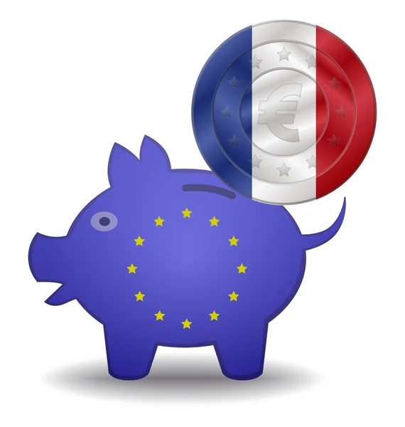 Piggy bank and euro european france — Stock Vector