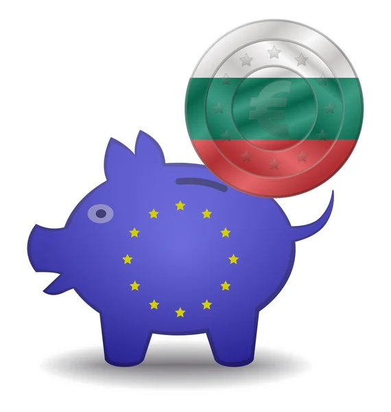 Piggy bank and euro european bulgaria — Stock Vector