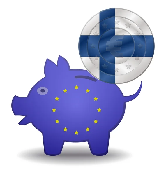 Salvadanaio e filando euro europeo — Vettoriale Stock