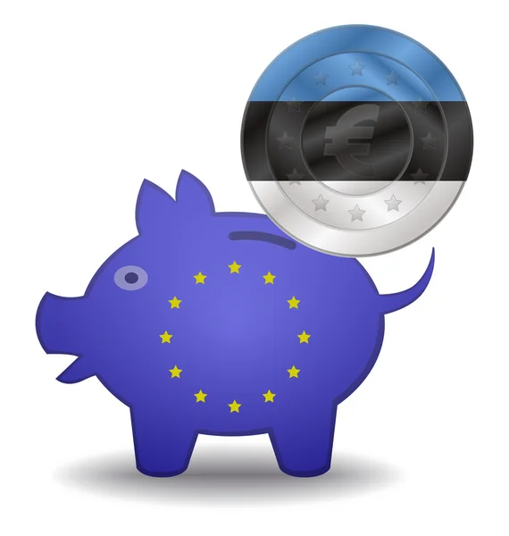 Piggy bank and euro european estonia — Stock Vector