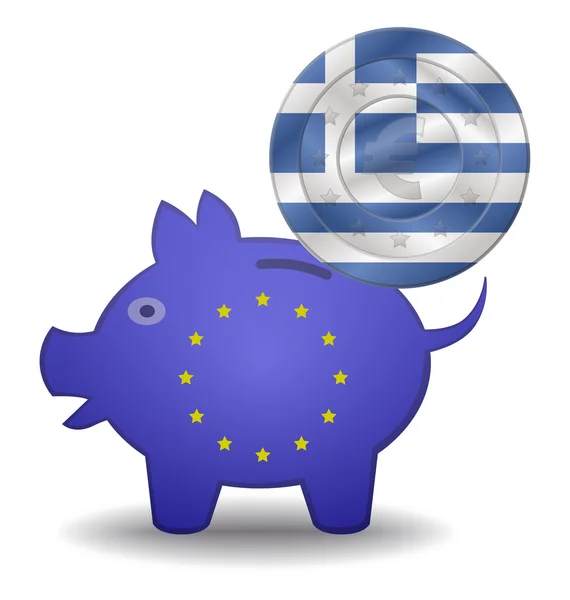 Piggy bank and euro european greece — Stock Vector